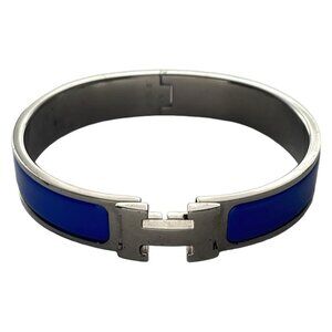 Hermes Bangle Click Silver Blue Silver X Blue